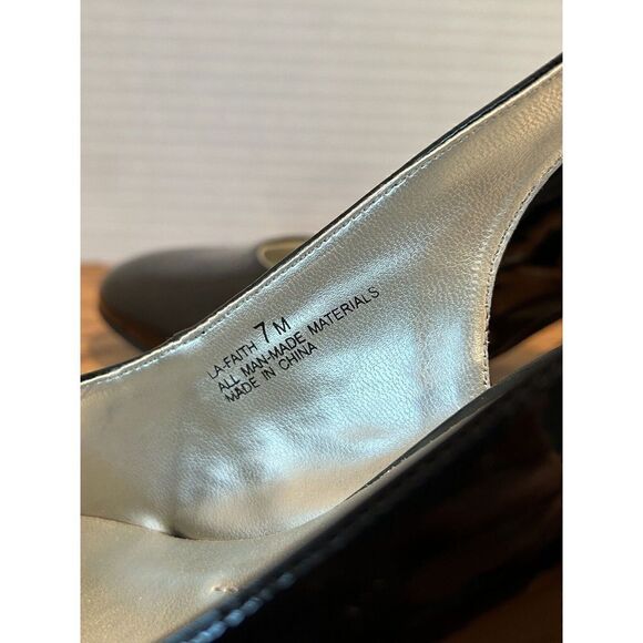 Laura Ashley Heels Womens 7M Faith Casual Slingback Pumps Black Faux Leather - Picture 5 of 11